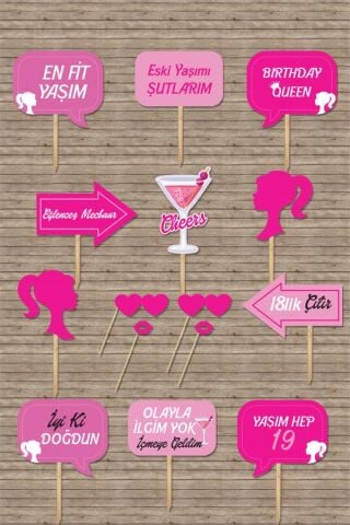 Doğum Günü Konuşma Balonları El Pankartları Pembe Kız Konsept