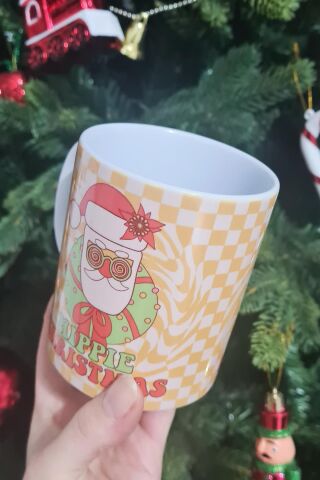 Hippie Christmas Retro Tasarım Yılbaşı Hediyesi Kupa Bardak