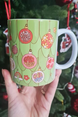 Yılbaşı Ağacı ve Motto Süsler Tasarım Yılbaşı Hediyesi Kupa Bardak