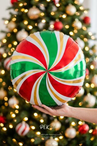 Yeşil Kırmızı Gold Yuvarlak Şeker Folyo Balon