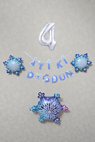 Frozen Elsa Tema Doğum Günü Balon Zinciri Seti Karlar Ülkesi Konsept Doğum Günü Balonları