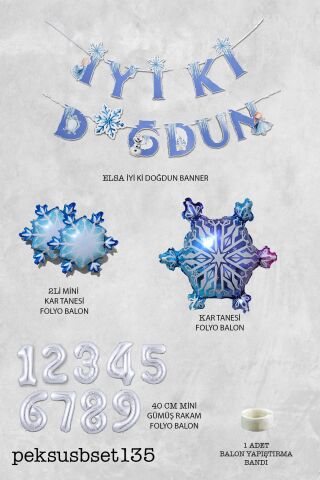 Frozen Elsa Tema Doğum Günü Balon Zinciri Seti Karlar Ülkesi Konsept Doğum Günü Balonları