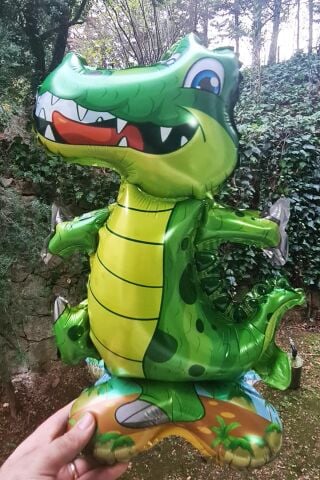 Ayaklı Timsah Folyo Balon Dik Durabilen Masa Üstü Boy 45cm