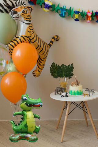 Ayaklı Timsah Folyo Balon Dik Durabilen Masa Üstü Boy 45cm