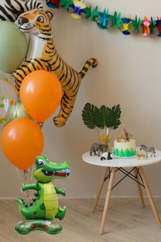 Ayaklı Timsah Folyo Balon Dik Durabilen Masa Üstü Boy 45cm