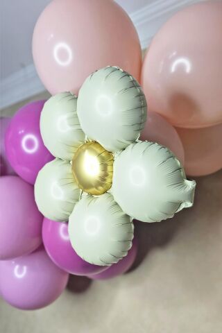 Retro Papatya Bej Renk Papatya Folyo Balon