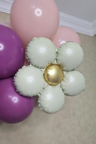 Retro Papatya Bej Renk Papatya Folyo Balon