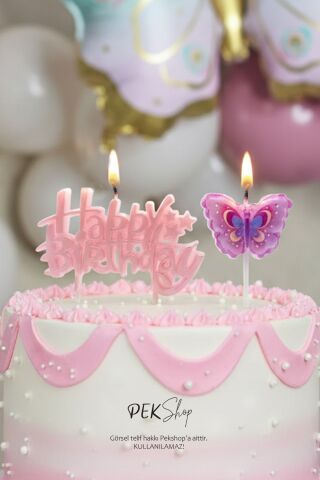 Kelebek Tema Happy Birthday Mum Seti 2li