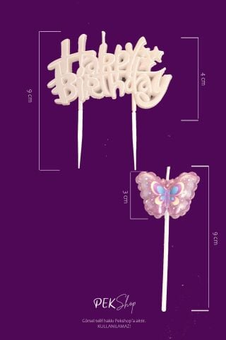 Kelebek Tema Happy Birthday Mum Seti 2li