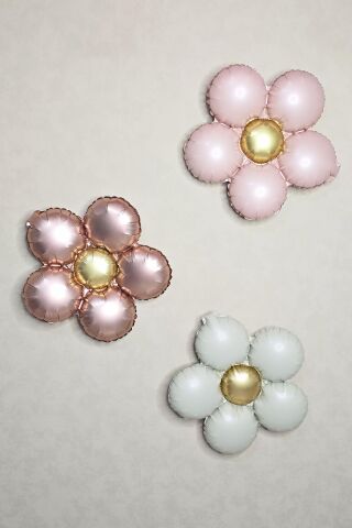 Retro Papatya 3lü Set Retro Renkler Papatya Balon Seti