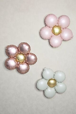 Retro Papatya 3lü Set Retro Renkler Papatya Balon Seti