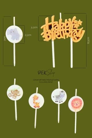 Safari Tema Happy Birthday Mum Seti 6lı Pasta Mumu
