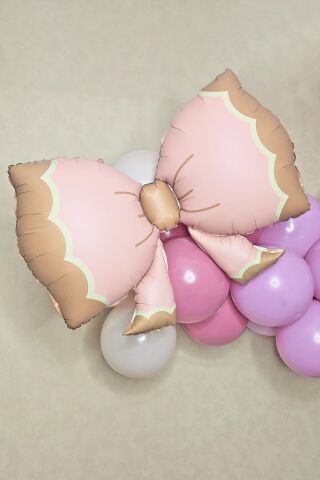 Büyük Retro Fiyonk Folyo Balon PEMBE Retro Renkler Fiyonk Şekilli Folyo Balon 60x90cm