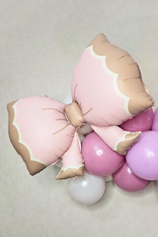 Büyük Retro Fiyonk Folyo Balon PEMBE Retro Renkler Fiyonk Şekilli Folyo Balon 60x90cm