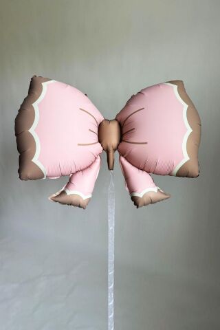 Büyük Retro Fiyonk Folyo Balon PEMBE Retro Renkler Fiyonk Şekilli Folyo Balon 60x90cm