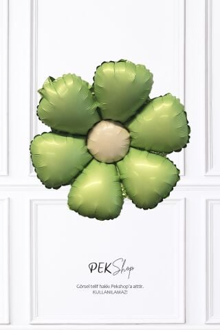 Retro Yeşil Papatya Folyo Balon
