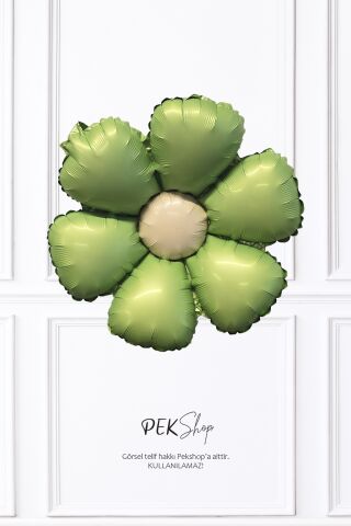 Retro Yeşil Papatya Folyo Balon