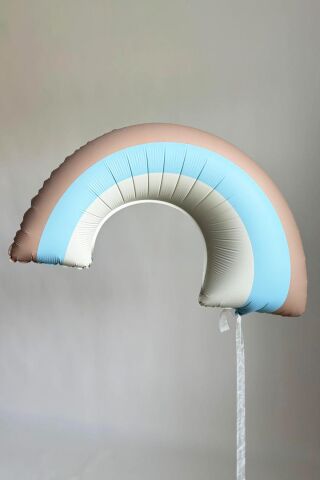 Retro Mavi Gökkuşağı Folyo Balon Retro Gökkuşağı Balon Büyük Boy