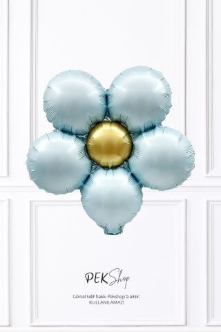 Retro Mavi Papatya Folyo Balon