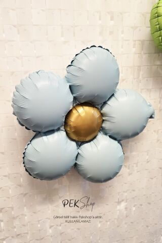 Retro Mavi Papatya Folyo Balon