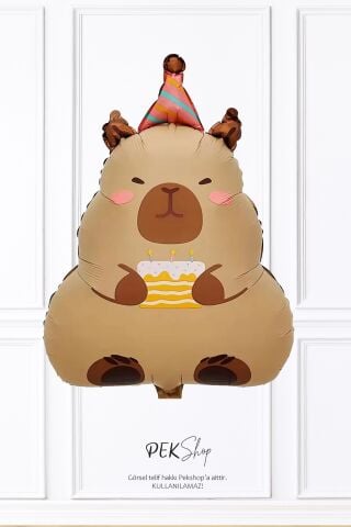 Pastalı Kapibara Folyo Balon Kapibara Doğum Günü Balonu