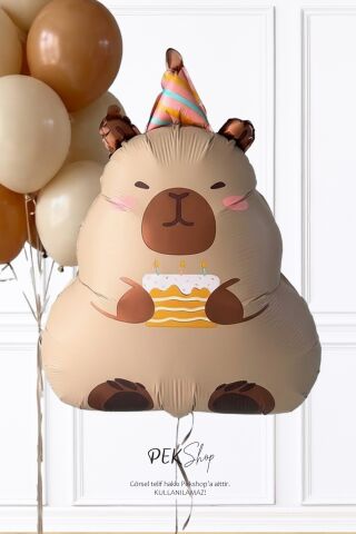 Pastalı Kapibara Folyo Balon Kapibara Doğum Günü Balonu