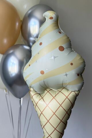 Retro Külahlı Dondurma Folyo Balon Retro Renkler Dondurma Balon