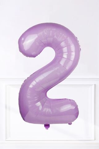 Lila Rakam Folyo Balon Lila Yaş Balonu