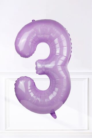 Lila Rakam Folyo Balon Lila Yaş Balonu