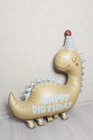 Retro Renkler Dinozor Folyo Balon Happy Birthday Yazılı Kukutelalı Dinazor Doğum Günü Balonu
