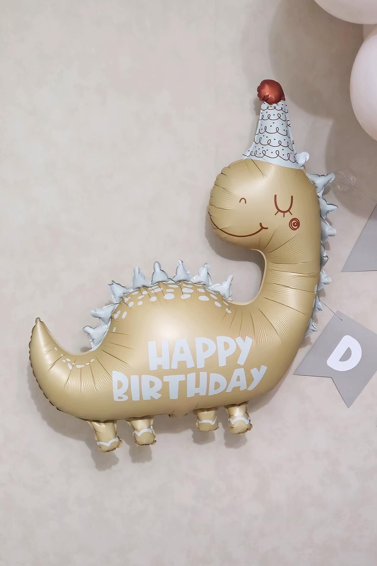 Retro Renkler Dinozor Folyo Balon Happy Birthday Yazılı Kukutelalı Dinazor Doğum Günü Balonu