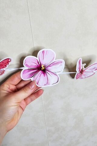 Kelebekler Banner Çiçekli Kelebekler Retro Pastel Renkler Banner Süs