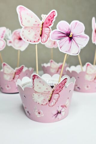 Kelebek Konsepti Cupcake Sargısı 10'lu