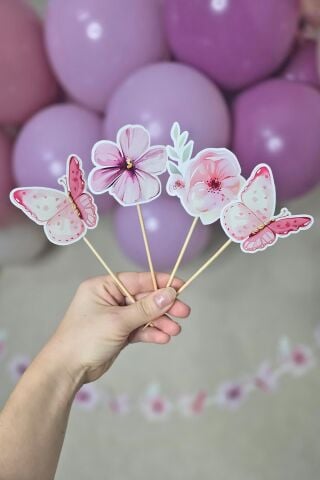 Kelebek Tema Kürdan Süsleri Cupcake Süsleri Lüks Büyük Boy 10lu Paket