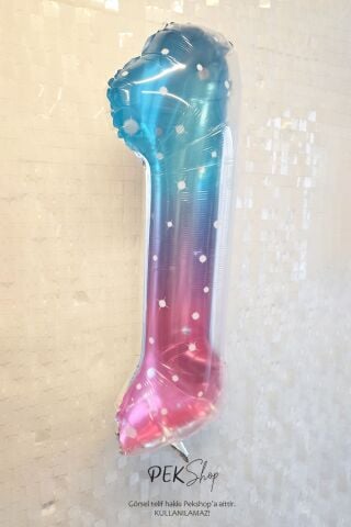 Parıltılı Gökkuşağı Rakam Folyo Balon 40inç