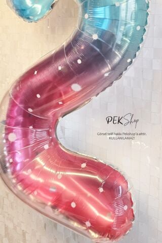 Parıltılı Gökkuşağı Rakam Folyo Balon 40inç