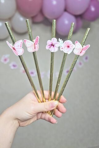 Kelebek Tema Pipet Süsleri 10lu Lüks Pipet Paketi