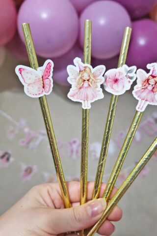 Peri Kızı Tema Pipet Süsleri 10lu Lüks Pipet Paketi