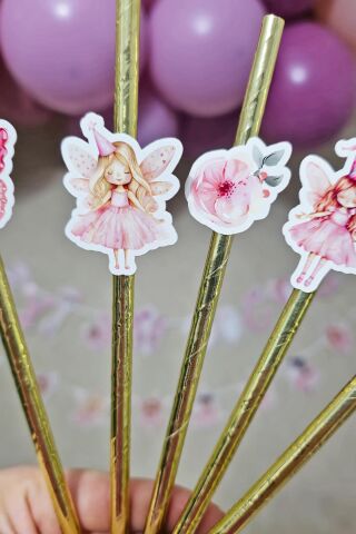 Peri Kızı Tema Pipet Süsleri 10lu Lüks Pipet Paketi