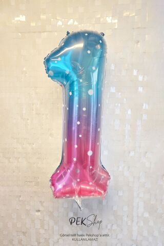Parıltılı Gökkuşağı Rakam Folyo Balon 40inç 1