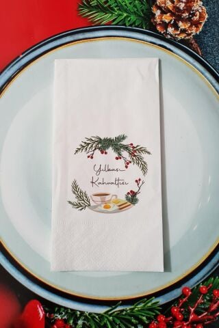 Yılbaşı Kahvaltısı Yazılı Yılbaşı - Yeni Yıl Sunum Peçetesi