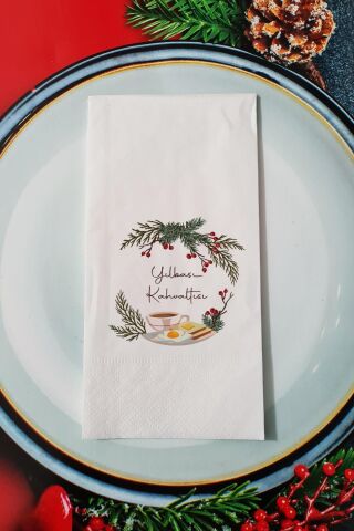 Yılbaşı Kahvaltısı Yazılı Yılbaşı - Yeni Yıl Sunum Peçetesi