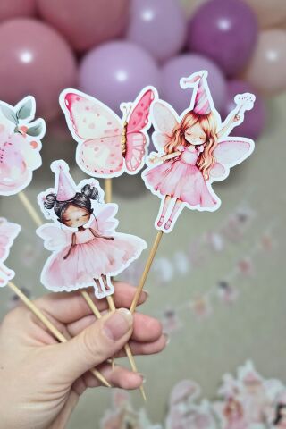 Peri Kızı Tema Kürdan Süsleri Cupcake Süsleri Lüks Büyük Boy 10lu Paket