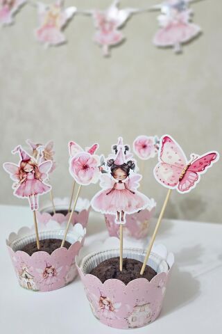 Peri Kızı Tema Kürdan Süsleri Cupcake Süsleri Lüks Büyük Boy 10lu Paket