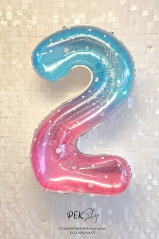 Parıltılı Gökkuşağı Rakam Folyo Balon 40inç 2