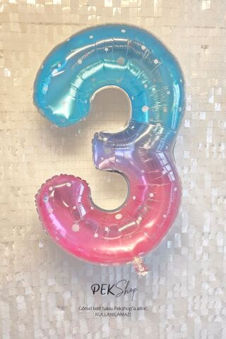 Parıltılı Gökkuşağı Rakam Folyo Balon 40inç 3