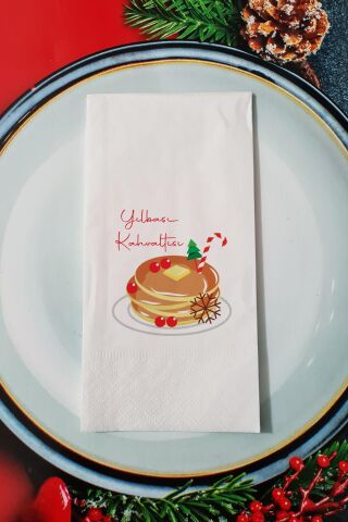 Yılbaşı Kahvaltısı Yazıl Pancake Yeni Yıl Sunum Peçetesi