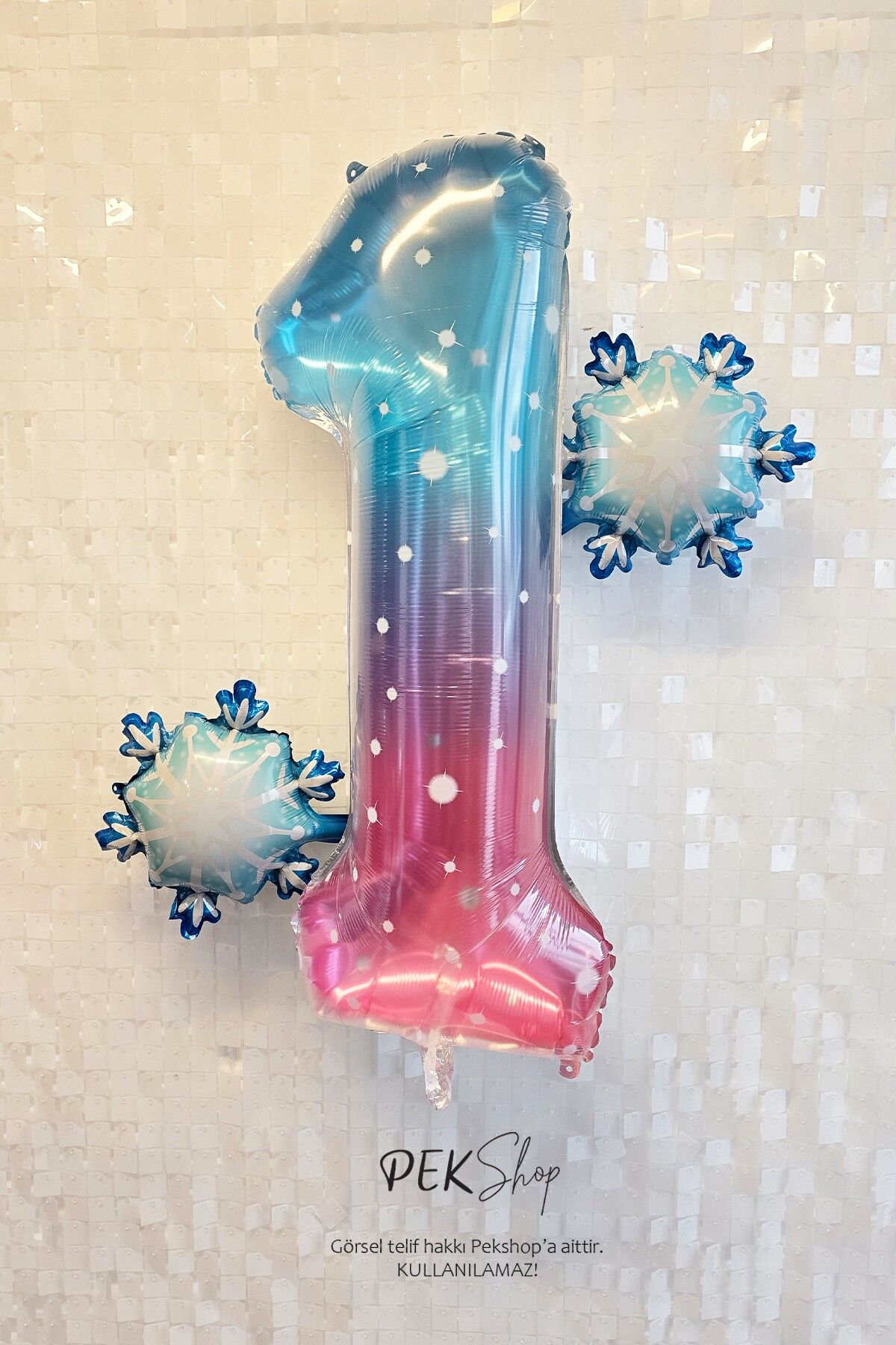 Kar Taneli Yaş Balonlu Frozen Doğum Günü Balon Seti