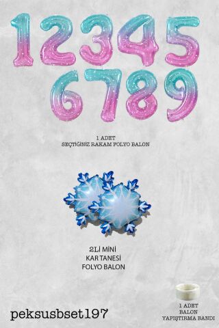 Kar Taneli Yaş Balonlu Frozen Doğum Günü Balon Seti