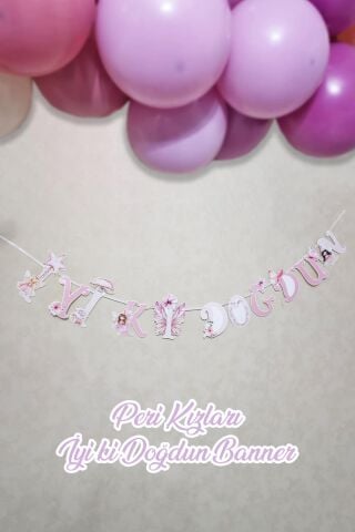 İyi Ki Doğdun Banner Peri Kızı Tema Banner Peri Kızları Konsept Duvar Süsü